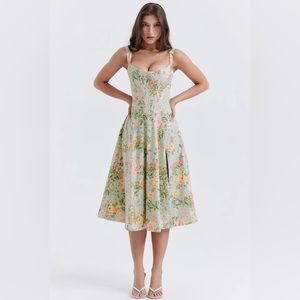 LIGHT JADE PRINT MIDI SUNDRESS